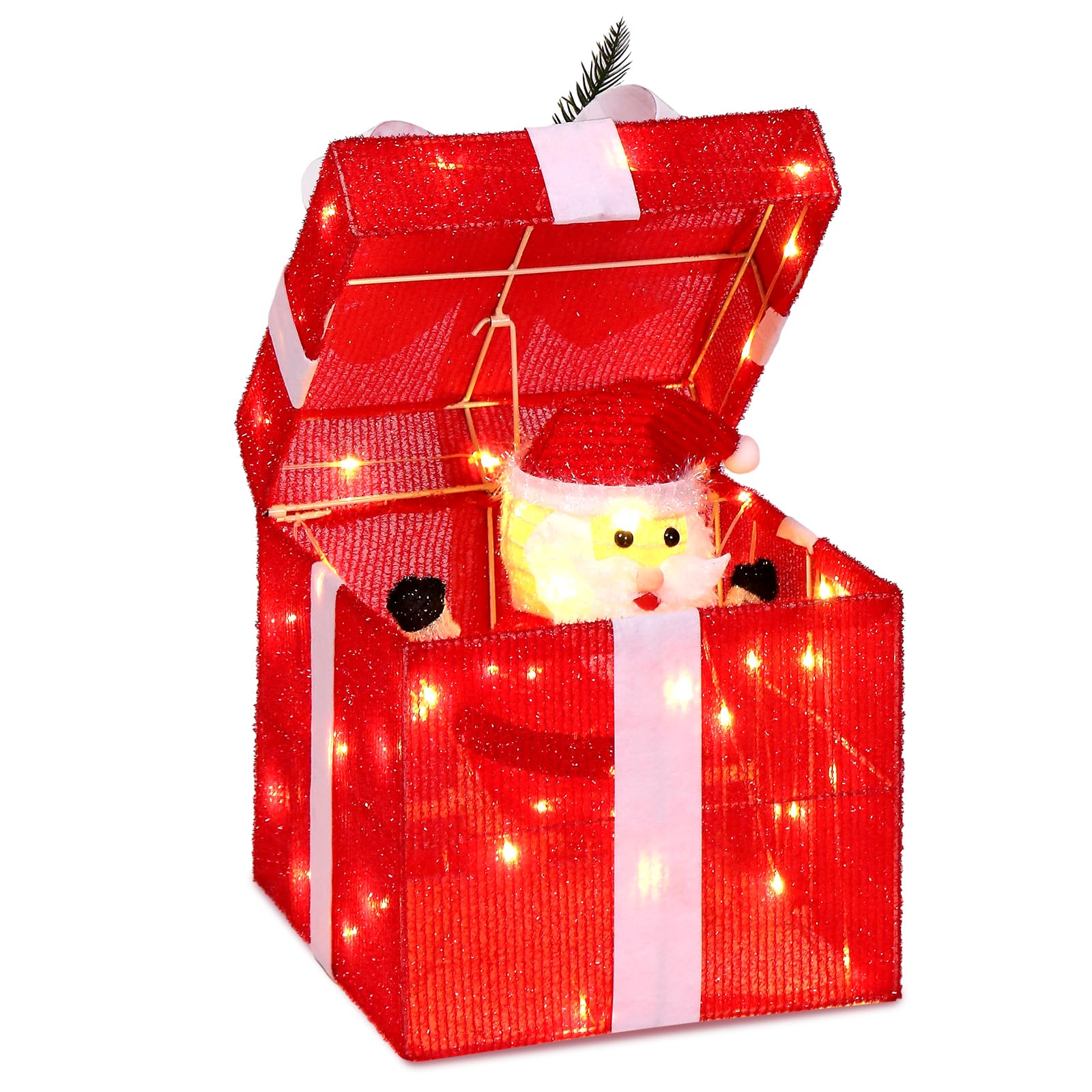 Amazon.com: VINGLI 12in Red Lighted Gift BoxLighted Snowman Santa